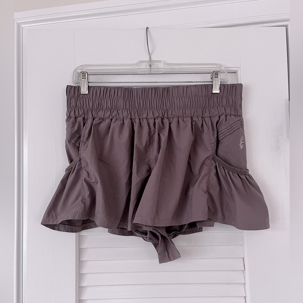 FP Movement Taupe Elastic Waist Running Shorts
